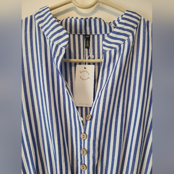 Nwt Rovave XLarge Blue White Striped Dress - Picture 3 of 3